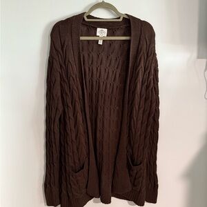 St. John's Bay Chocolate Brown Cable Knit Cardigan